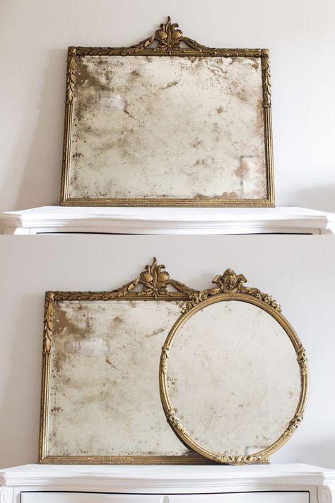 Antiqued mirror wall