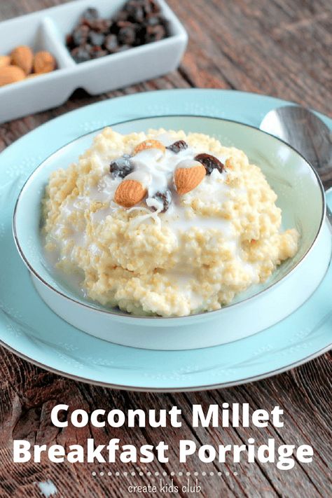 Coconut Millet Breakfast Porridge, the perfect breakfast to start the day off right. This gluten free grain is both nutrient loaded and filling. The addition of coconut milk makes this a creamy breakfast bowl. Millet Breakfast, Millet Porridge, Breakfast Porridge, Millet Recipes, Porridge Recipes, Gluten Free Grains, Breakfast Bowl, Grain Foods, Gluten Free Breakfasts