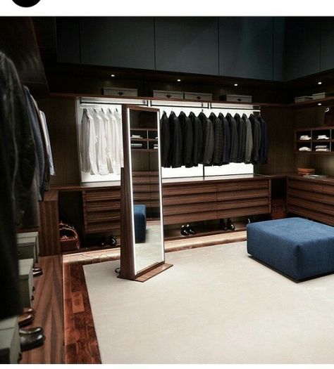 The closet of a master Mafia House Aesthetic, Black Closet, Walk In Closet Design, Men Closet, Closet Room, Walk In Wardrobe, Home Building Design, Master Closet, Dream House Interior