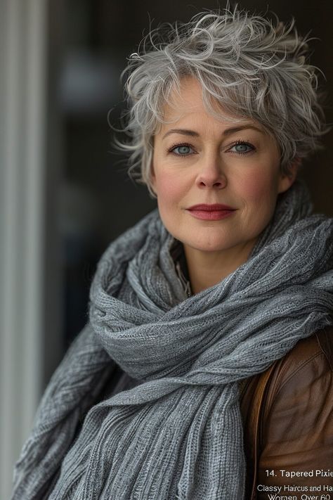 Gray Hair Fair Skin, Short Grey Bob, Short Gray Hair, Tapered Pixie, Grey Hair Over 50, Chic Haircut, Grey Curly Hair, Natural Hair Cuts, Hairstyles For Women Over 60