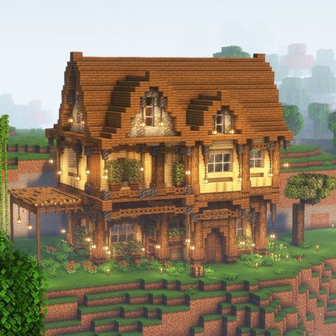 Minecraft, Minecraft survival, builds, mc builds, Minecraft builds, Survival Mc House, Exterior Decor Minecraft, Minecraft Houses Middle Ages, Oak Minecraft House Aesthetic, Mc House Ideas Layout, Interior House Design Minecraft, Waxfraud Houses, Cute Easy Starter Homes Minecraft, Big Mc House