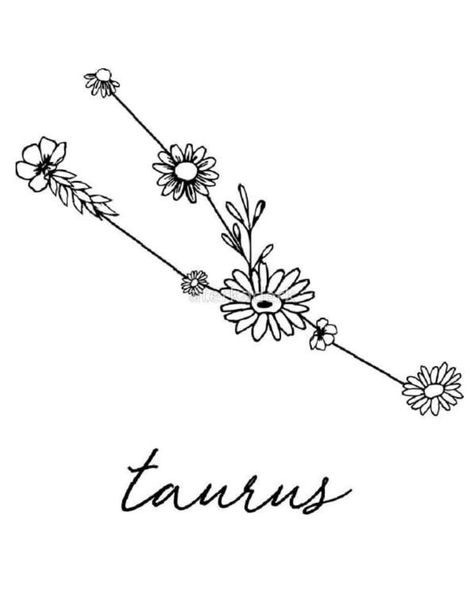 Zodiac Aesthetic Taurus, Taurus Flower Constellation Tattoo, Taurus Tattoo Flower, Taurus Aesthetic Tattoo, Taurus Zodiac Tattoo, Taurus Flower, Taurus Aesthetic, Taurus Constellation Tattoo, Constellation Piercings