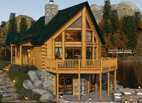 Golden Eagle Log and Timber Homes : Plans & Pricing : Plan Details : Red Lake 838AR Bloxburg Log Cabin, Log Cabin House Plans, Log Homes Exterior, Log Cabin House, Log And Timber Homes, Log Cabin Plans, Log Cabin Floor Plans, House Plan With Loft, Timber Homes