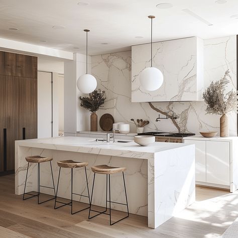 Quartz Kitchen Countertops Waterfall, Waterfall Edge Kitchen Island, Waterfall Island Kitchen One Side, Waterfall Countertop Peninsula, Kitchen Island Renovation Ideas, Kitchen Waterfall Islands, Kitchen Ideas With Peninsula, Waterfall Edge Countertop, Waterfall Island Kitchen Quartz