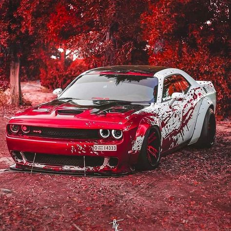 Bloody Hellcat 👿 . . @hellcat_143 @r.kayworks #sportscarenthusiasts Truk Ford, Kereta Sport, Challenger Hellcat, Dodge Challenger Hellcat, Challenger Srt Hellcat, Dodge Challenger Srt Hellcat, Hellcat Challenger, Dodge Muscle Cars, Top Luxury Cars