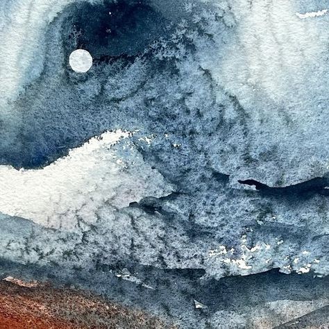 Anastasia Mily on Instagram: "I have always been fascinated by the watercolour textures created with salt but I have struggled to find the use for those textures in my work. But I tried playing with salt again last week and I loooove the results. This landscape has a slight abstract vibe which I have been seeking more of lately. Such incredible fun ✨" Abstract Watercolor Art Ideas, Watercolor Granulation, Watercolor With Salt, Anastasia Mily, Watercolor Salt, Salt Watercolor, Watercolour Abstract, Flowers Paintings, Watercolor Workshop