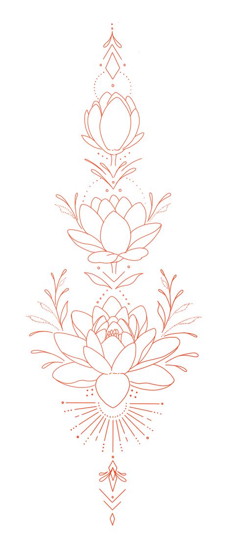 Boho Lotus Flower Tattoo, Line Stencil Tattoo, Hindu Flower Tattoo, Side Neck Tattoo Stencil, Lotus And Mandala Tattoo Design, Lotus With Vines Tattoo, 3 Lotus Flower Tattoo, Lotus And Lily Pad Tattoo, Single Line Lotus Tattoo