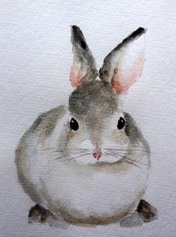 Bunny Watercolor Painting, Rabbit Nursery Art, Watercolor Nursery Art, Tatoo 3d, Grey Rabbit, Bunny Watercolor, Rabbit Nursery, Baby Rabbit, Watercolor Projects