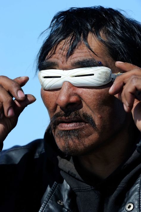 Alaskan Inuits' Iggaak Hunting Goggles Iconic Sunglasses, Shutter Shades, Heart Shaped Glasses, Nike Shoe, Inuit Art, Snow Goggles, Shoe Lace, Lace Patterns, Eye Glasses