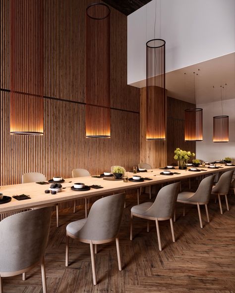 Array Pendant by Umut Yamac for Vibia | Azure Magazine Kyoto Hotel, Asian Fusion Restaurant, Vibia Lighting, Artist Residence, Loft Staircase, Fusion Restaurant, Estate Interior, Villa Bali, Hotel Entrance