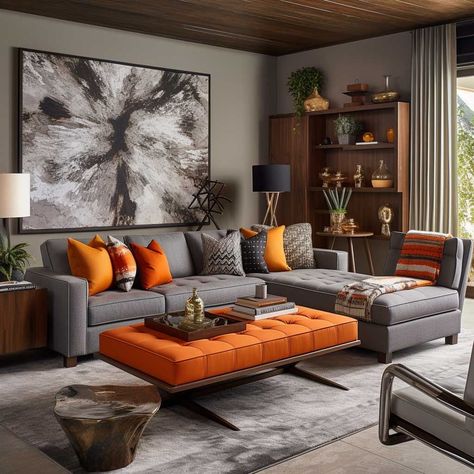 Rust And Yellow Living Room, Dark Grey And Orange Living Room, Tan And Orange Living Room, Gray And Terra Cotta Living Rooms, Grey And Cognac Living Room, Burnt Orange And Gray Living Room, Rust And Grey Living Room, Orange Grey Living Room, Burnt Orange And Grey Living Room