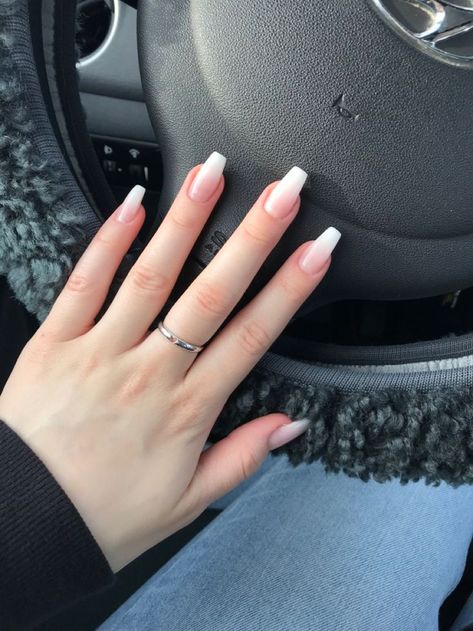 White Nail Tips, Nails Fresh, Baby Boomers Nails, Short Fake Nails, Red Acrylic Nails, Grunge Nails, Casual Nails, Blush Nails, Nails For Women