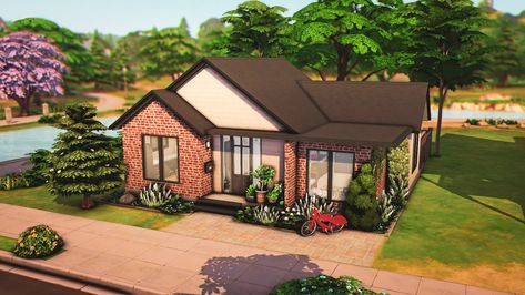 Sims 4 Modern Bungalow, Modern Starter Home Sims 4, The Sims 4 Starter Home, Starter House Sims 4, Starter Home Sims 4, Sims 4 Starter House, Modern Starter Home, Sims 4 Starter Home, Sims4 Inspiration