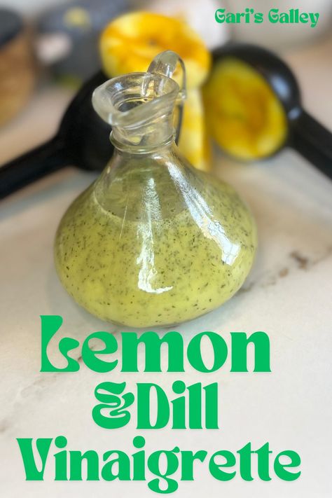 Lemon and Dill Vinaigrette Lemon Herb Vinaigrette Recipe, Lemon Dill Salad Dressing, Lemon Dill Vinaigrette, Lemon Pepper Vinaigrette, Dill Vinaigrette Dressing, Lemon Vinegarette Dressing, Dill Salad Dressing Recipe, Lemon Vinegrette, Vinegrette Recipe