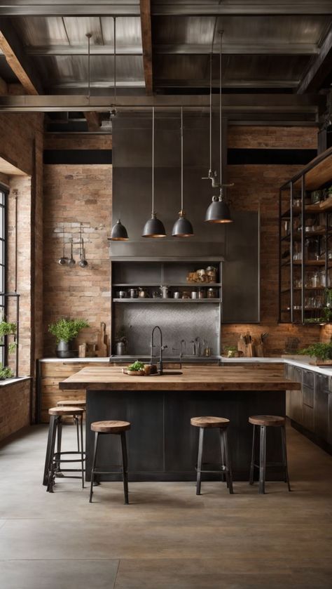 Urban Industrial Kitchen, Industrial Boho Kitchen, Industrial Style House, Modern Industrial Kitchen, Custom Kitchen Remodel, Industrial Kitchen Design, Urban Kitchen, House Cladding, Industrial Style Kitchen