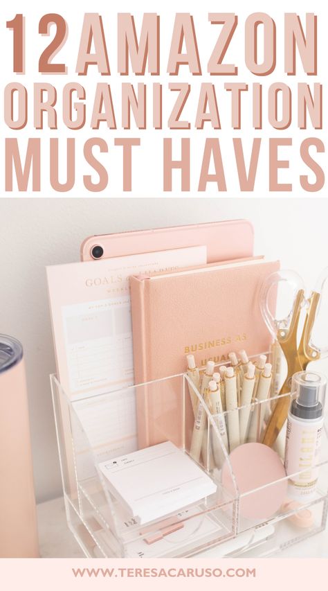 Amazon Organization Must Haves, Amazon Desk, Amazon Organization, Work Desk Organization, Organized Desk, Work Desk Decor, Home Inspo Cozy, Girl Desk, Cute Office Supplies