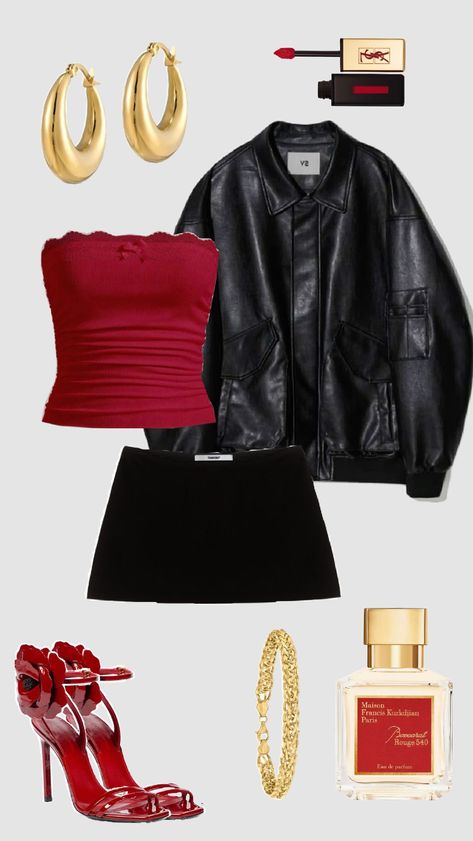 Cool Outfit Inspo💋🪞 Black And Red Going Out Outfit, Nyc Party Outfit Night Out, Outfits Aesthetic Going Out, New York Night Life Outfit, Cool Girl Night Out Outfit, Night Out In Boston Outfit, Premier Outfit Ideas, Concert Outfit Ideas Drake, Fontaines Dc Concert Outfit