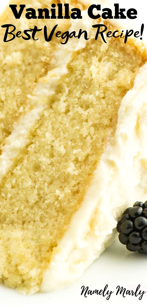 Vegan Vanilla Cake Recipe, Homemade Vanilla Cake Recipe, Dairy Free Vanilla Cake, Vegan Vanilla Cake, Homemade Vanilla Cake, Vegan Birthday, Best Vegan Desserts, Vegan Birthday Cake, Moist Vanilla Cake