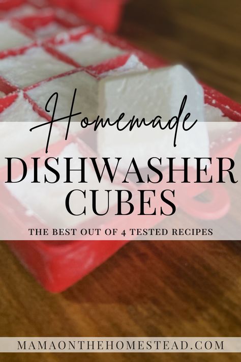 Try this simple, safe, and affordable Homemade Dishwasher Detergent Cube recipe to clean your dishes & reduce household waste! #homemadehousehold #dishwasherdetergent #dishwasherdetergentcubes #dishwasherdetergenttabs #dishwasherdetergentrecipe #homesteadkitchen #homemadecleaningsupplies Dishwasher Pods Diy, Homemade Dish Detergent, Diy Dishwasher Soap, Homemade Dishwasher Soap, Homemade Dish Soap, Natural Dishwasher Detergent, Diy Dishwasher Detergent, Diy Dishwasher Tablets, Homemade Dishwasher Detergent