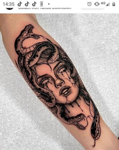 Medusa Tattoo Design, Forearm Tattoo Women, Medusa Tattoo, Hand Tattoos For Women, Greek Tattoos, Small Hand Tattoos, Arm Tattoos For Women, Makeup Tattoos, Snake Tattoo