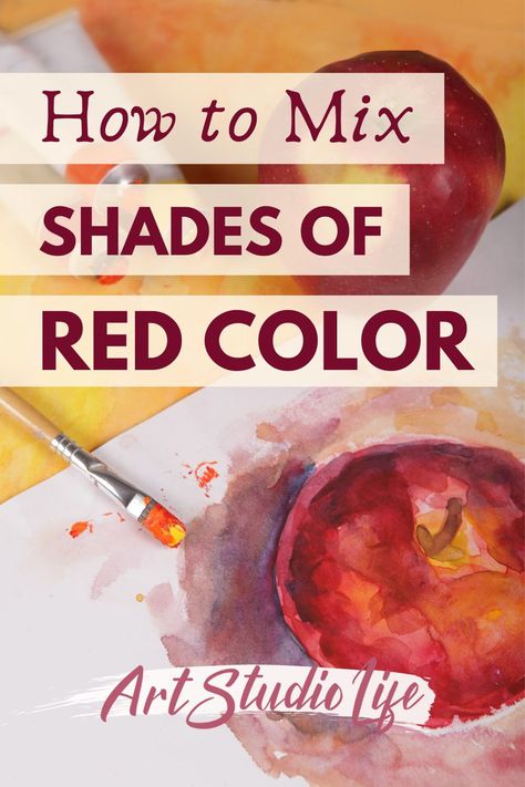 How To Paint Red Hair, Shades Of Red Paint, Watercolour Houses, Mixing Watercolors, Nicole Pletts, Shades Of Red Color, Mixing Colours, Color Mixing Guide, Mixing Paint Colors