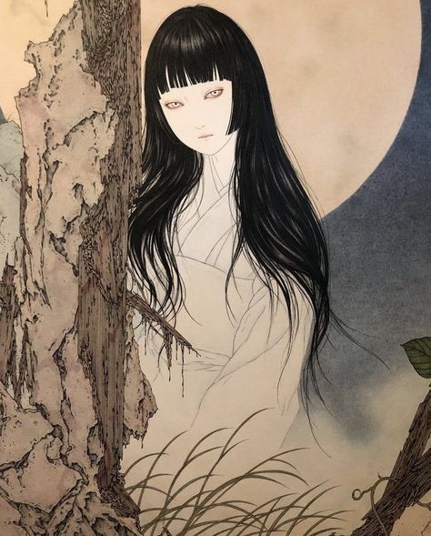 * on Twitter: "wish i was a ghost in a takato yamamoto painting… " Japanese Artstyle, Yamamoto Takato, Iconic Drawings, Gothic Japanese, Takato Yamamoto, Japanese Urban Legends, Creepy Paintings, Japanese Horror, Under The Moon