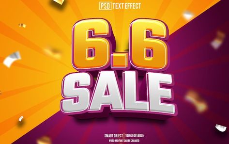 6 6 sale text effect font editable typog... | Premium Psd #Freepik #psd #3d-title #3d-text #title #3d-typography Sports Templates, 3d Typography, 3d Text Effect, Logo Psd, Technology Icon, 3d Text, Business Card Maker, Flyer Maker, Poster Maker