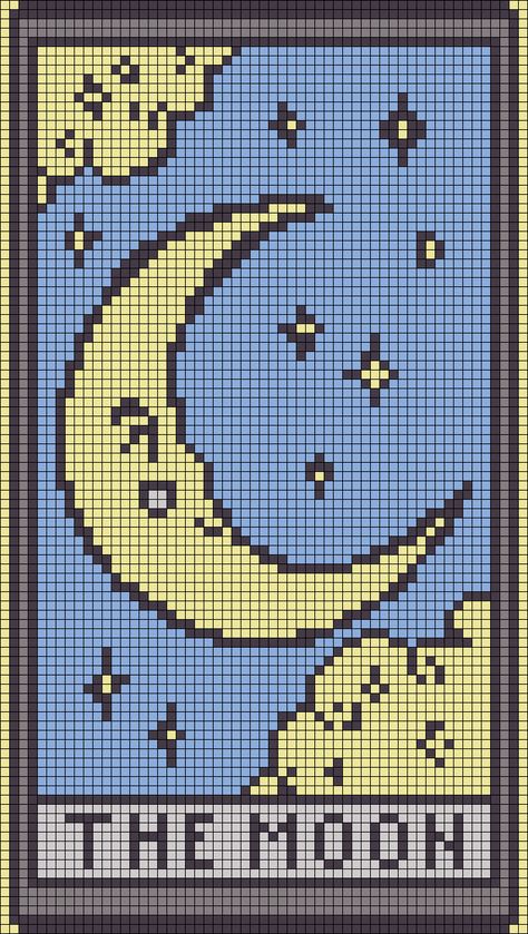 Crocheted Tapestry Patterns, Crochet Tapestry Pattern Aesthetic, Mushroom Fuse Bead Patterns, Cross Stitch Aesthetic Pattern, Pixel Art For Cross Stitch, Celestial Alpha Pattern, Tapestry Crochet Patterns Cute, Celestial Pixel Art, Alpha Patterns Mushroom