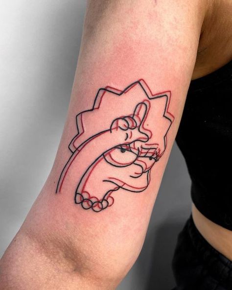 Double Line Tattoo, Pixel Art Tattoo Ideas, Cartoon Tattoos Sleeve, Save Yourself Tattoo, Simpsons Flash Tattoo, Brother Sister Simpson Tattoo, Cartoon Sleeve Tattoo, Sibling Tattoos Simpsons, Old Cartoon Tattoos