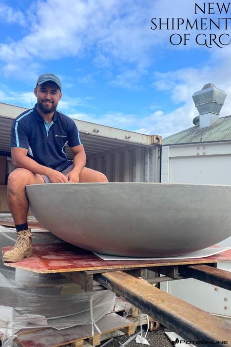 The team is busy unloading a shipment of GRC Pots and Planters that arrived yesterday. Always a great sight to see stock replenished ready for customers! All GRC Pots and Planters are of Commercial Grade, making them a popular choice for Developers, Builders, as well as Landscape Architects for the Commercial Building and Landscape Industry. #potsonline #wholesalepots #grc #pots #sydney #landscaping #landscapedesign #bigpots #planters #interiordesign #garden #gardenpots #gardendesign Large Bowl Planters, Patio Planter Boxes, Large Concrete Planters, Outdoor Wall Fountains, Commercial Planters, Cement Flower Pots, Trough Planters, Pots And Planters, Patio Planters