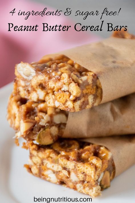 Sugar Free Cereal, Peanut Butter Cereal Bars, Peanut Butter Cereal, Cereal Bars Recipes, Breakfast Cereal Bars, Healthy Vegan Dinner Recipes, Vegan Cheese Recipes, Healthy Cereal, Cereal Bar