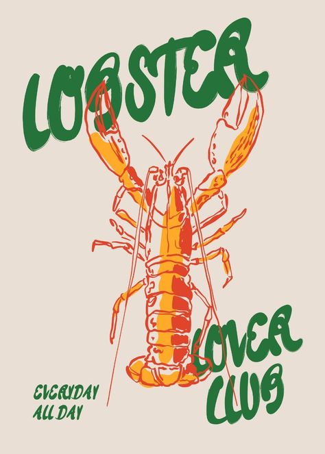 (20+) Facebook Lobster Graphic, Lobster Illustration, Italian Illustration, Seafood Art, Vintage Italian Posters, Lobster Art, Lobster Design, Italian Posters, Food Vintage