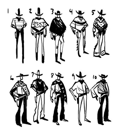 Outfit Drawing Reference, Western Oc, Cowboy Oc, Cowboy Reference, Cowboy Character Design, Optical Illusion Tattoos, Cad Bane, Illusion Tattoos, Cowboy Outfit