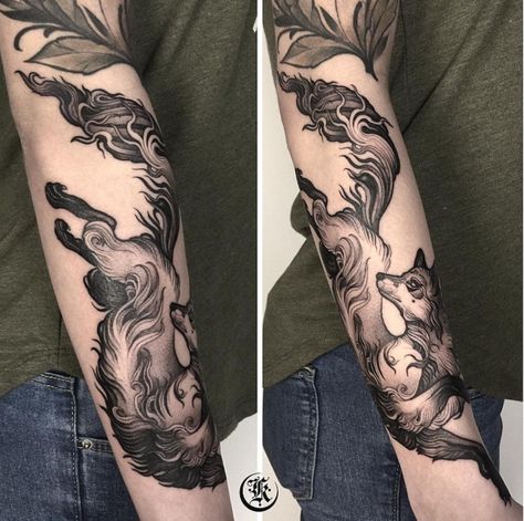 Fox Tattoo Design, Lower Leg Tattoos, Red Ink Tattoos, Fox Tattoo, 3d Tattoos, Tattoo Project, Wolf Tattoos, Dark Tattoo, Baby Tattoos