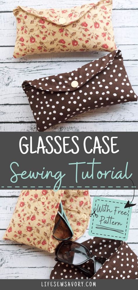 Sun glasses case sewing tutorial with free template from LIfe Sew Savory Glasses Case Diy Free Pattern, How To Sew A Case For Glasses, Sewing Glasses Case Free Pattern, Pattern For Glasses Case, How To Make A Fabric Glasses Case, Eye Glass Cases To Sew, How To Make A Glasses Case, Glasses Cases To Sew Free Pattern, Glasses Case Pattern Free