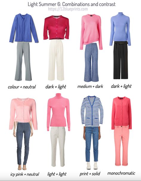 Light Summer Color Palette Winter Outfits, Summer Color Palette Clothes Outfit, Capsule Wardrobe Light Summer, Light Summer Color Combinations, Light Summer Color Outfits, Summer Color Analysis Outfits, Light Summer Color Palette Outfit Ideas, Light Summer Winter Outfits, Light Summer Palette Outfits