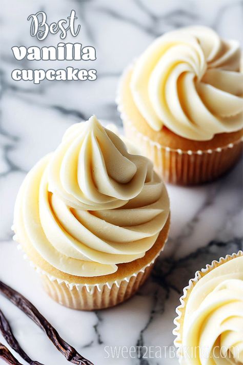 Best Vanilla Cupcakes — fluffy and moist with heavenly vanilla flavour. A perfect treat for any occasion! 🧁🌟🍰 Vanilla Cupcakes Moist, Best Vanilla Cupcakes, Moist Vanilla Cupcakes, Edible Confetti, Vanilla Cupcake Recipe, Cupcakes Recipes, Cupcake Flavors, Cupcake Cases, Delicious Cakes