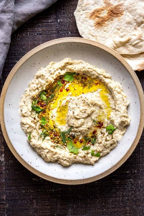 How to make the most authentic, flavorful Baba Ganoush! Learn the one secret that will take your baba ganoush to the next level. Authentic, easy, healthy and so delicious! #babaganoush #eggplantdip Authentic Baba Ganoush Recipe, Easy Baba Ganoush Recipe, Cucumber Slaw, Vegeterian Dishes, Babaganoush Recipe, Asian Salmon, Feasting At Home, Chicken Adobo, Eggplant Dip