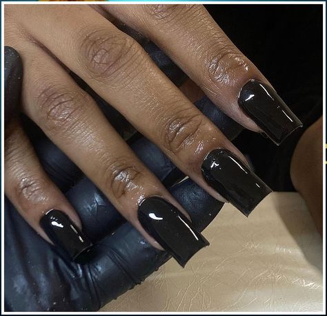 Black Nail Design - Discover thousands of brands and amazing products, all designed for the modern shopper like YOU. Check It Out Now! All Black French Tip Nails, Black Square Acrylic Nails Short, Black Shirt Square Nails, Black Square Short Nails, Short Nails Fall 2022, Black Acrylic Overlay Nails, Black Manicure Short Square, Black Nails Acrylic Squares, Tapered Square Black Nails