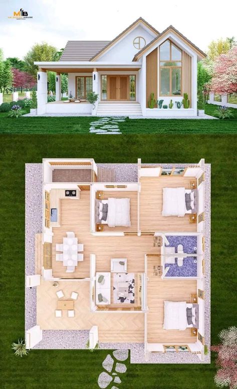 Small House Blueprints, Minimalist Bloxburg, Modern Small House Design, House Bloxburg, House Design Exterior, House Floor Design, Building House Plans Designs, Building Plans House, Sims House Plans