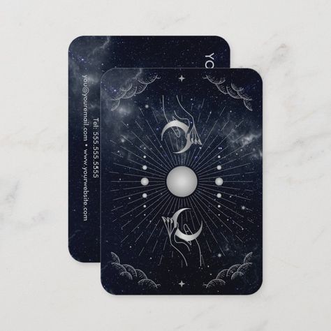 Hands with Moons Cosmos Astrology Tarot Business Card Astrology Business Card, Tarot Business Cards, Milky Way Background, Tarot Business, Visit Card, Astrology Tarot, School Supplies Shopping, Spiritual Business, Hands Holding