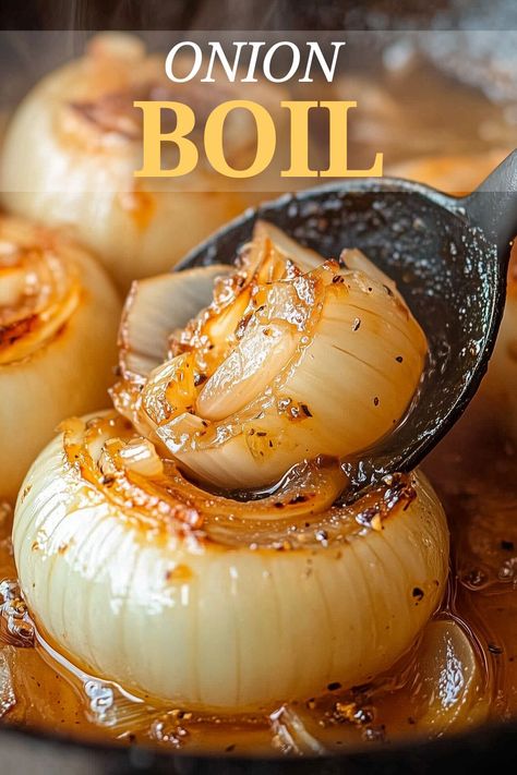 This Onion Boil recipe is a delicious and simple way to enjoy flavorful onions. Perfect for barbecues or family dinners, this easy dish combines tasty spices and fresh onions for a mouthwatering side. Try serving it with meats or as a vegetarian option! Ideal for dinner ideas and summer grilling. Bake Onions In Oven, Grilled Onions In Foil, How To Use Up Onions, Onion Boil Air Fryer, Whole Onion Recipes, Viral Onion Boil, Pearl Onion Blooming Onion, Steakhouse Onions, Onion Boil Recipe