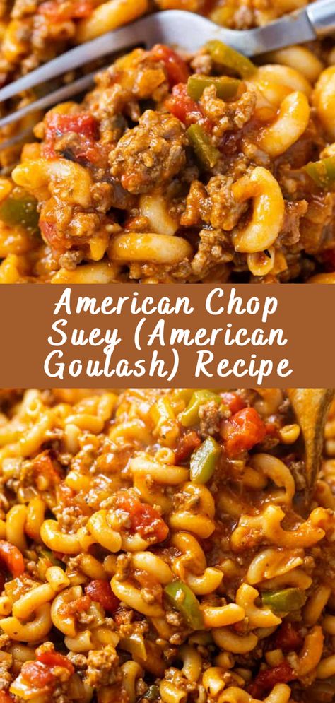 American Chop Suey, American Goulash, American Dinner, Ground Beef Pasta, Goulash Recipes, Beef Pasta, Beef Casserole Recipes, Chop Suey, Pasta Shapes