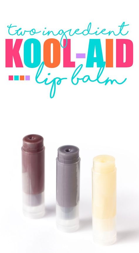 2 ingredient kool aid lip balm diy. Kool Aid Lip Balm, Lip Balm Diy, Kid Diy, Homemade Moisturizer, Lip Scrub Diy, Lip Balm Recipes, Homemade Lip Balm, Diy Lip Balm, Skin Care Wrinkles