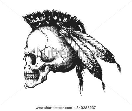 Warrior Skull Tattoo, Indian Warrior, Call Of Duty Ghosts, Vector Hand, Tattoo Sketches, Skull Tattoo, Native American, Stock Vector, Vector Illustration