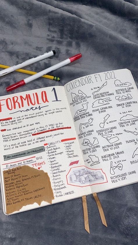 F1 Bullet Journal, F1 Journal, F1 Art, Formula 1 Car Racing, Bulletin Journal Ideas, Bullet Journal Ideas, Formula Racing, Just Pray, Formula 1 Car