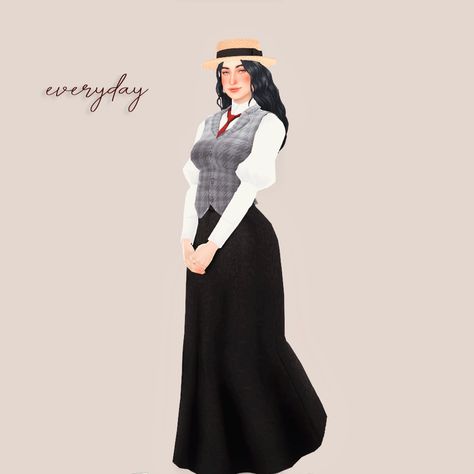 By today's standards, Winifred's wardrobe is quite tame, but for the period she may come off as a bit eclectic. She usually wears dark colors, what she can't justify dressing in all black for, she... Sims 4 1860 Cc, Sims 4 Decades Challenge 1890, 1890 Sims 4 Cc, 1900s Sims 4, Sims 4 1900s Cc, Sims 4 Edwardian Cc, Sims 4 1890 Cc, Sims 4 1920s Cc, Sims 4 Medieval Cc