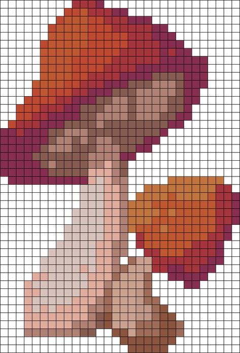 Mushrooms Perler Bead Pattern / Bead Sprite Knit Mushroom Sweater Pattern, Mushroom Tapestry Crochet, Beaded Mushroom Pattern, Mushroom Pony Bead Pattern, Perler Bead Patterns Mushroom, Adult Perler Bead Patterns, Mushroom Alpha Pattern, Mushroom Perler Bead Patterns, Perler Bead Mushroom