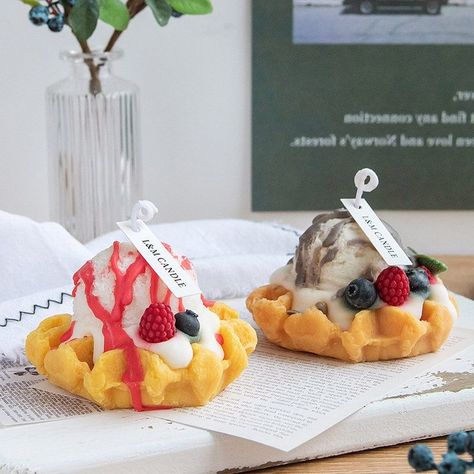 Waffle Cake Scented Candle Coconut Cream Handmade Cupcake Candles Aromatherapy Food Candle House Warming Gift Candle Food Ideas, Waffle Candle, Premium Candles, Candle Making Recipes, Cake Scented Candles, Candles Aromatherapy, Candles Ideas, Fruit Creations, Cupcake Candle