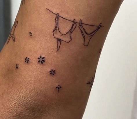 Bathing Suit Tattoo, Girlhood Tattoo, Little Women Tattoo, Granola Tattoo, Domino Tattoo, Fineline Tattoo Ideas, Fine Line Tattoo Ideas, 42 Tattoo, Line Tattoo Ideas